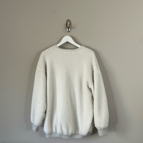 Free People Boyfriend Cardigan Oversized Reversible Jacket Fleece White Grey XS - Picture 9 of 12